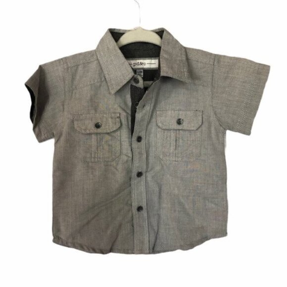 Paper Denim & Cloth Gray Short Sleeve Button Down 12M - Picture 1 of 3